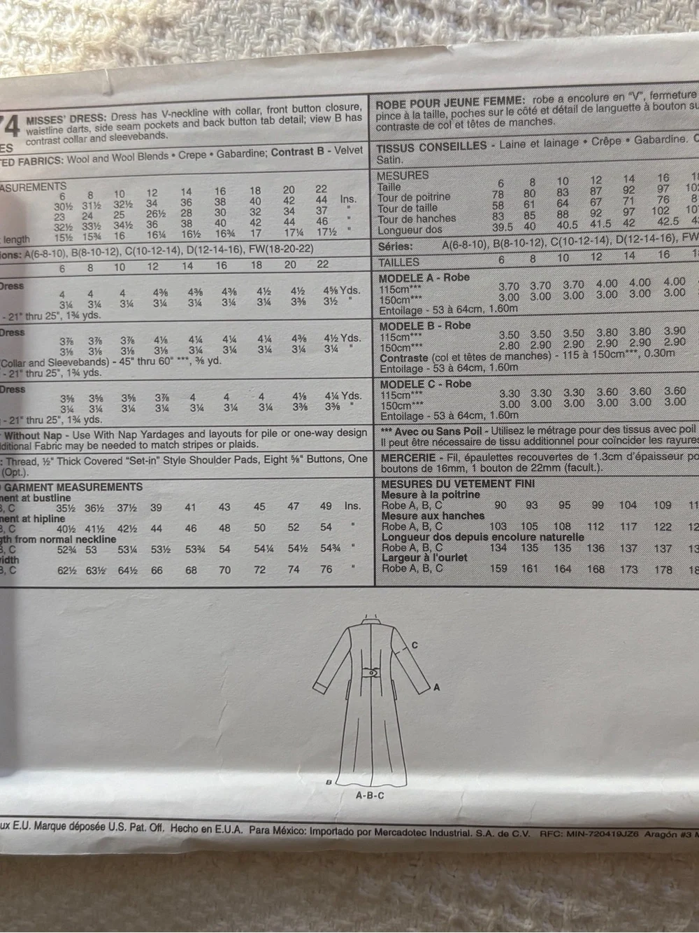 Easy McCall’s Pattern 9574 C for Misses’ Dresses